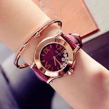 2018 Guou Marca de Luxo Strass Relógios de Diamante Moda Relógios De Pulso Das Mulheres de Couro Ocasional das Mulheres Senhoras Relógio Bayan Kol Saati 2024 - compre barato