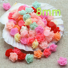 100pcs 8mm Mixed Color small flower resin flatback cabochon DIY jewelry/phone decoration No Hole 2024 - buy cheap