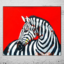 Hot Hand Painted Red Paintings Cheap Abstract Dog Animals Picture Modern Zebra Painting On Canvas Pictures Wall Art Oil Painting 2024 - buy cheap