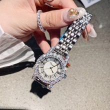 Relógio de pulso feminino diamante, marca de luxo, designer de negócios, números romanos, pulseira de aço, relógio analógico 3bar 2024 - compre barato