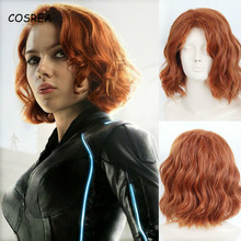 COSREA Cosplay Black Widow Hair Wig Synthetic Brown Curly Wig for Women Costume Natasha Romanoff Headwear Party 2024 - buy cheap
