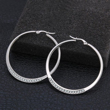 Size 45mm Zircon Round 003 Brief Titanium Stainless Steel Colors Plated Men Earring Hoop Earrings For Women Classic Jewelry 2024 - buy cheap