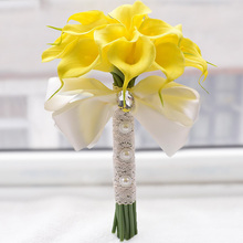 perfectlifeoh Beautiful Wedding Bouquet  Artificial Flowers Ivory/Yellow Calla Lily Long Flower Bouquetbridal bouquet 2024 - buy cheap
