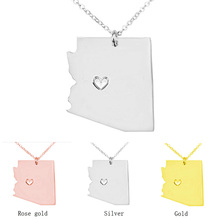 SUTEYI Classic Design Arizona State Pendant Necklace Stainless Steel USA Map Necklaces Collar Jewelry Gift For Women 2024 - buy cheap
