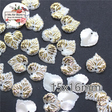 100pcs/lot 16mm Ivory gold color leaf Beads ABS Resin Flatback Simulated pearl Beads Jewelry Crafts Decoration one hole 2024 - buy cheap