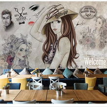 beibehang Custom wallpaper 3d photo mural HD modern fashion hand-painted beauty barber shop tooling wallpaper 3d papel de parede 2024 - buy cheap