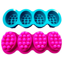 Silicone Soap Mold 4 Cavities Ellipse Massage Brush Shape Aromatherapy Wax Mould Cake Baking Mold Lhipping   For Drop Sh 2024 - buy cheap