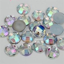 MHS.SUN Clear AB-diamantes de imitación acrílicos planos, 6mm-30mm, enrejado redondo, facetado, diamantes de imitación sueltos para decoración de vestidos de novia 2024 - compra barato