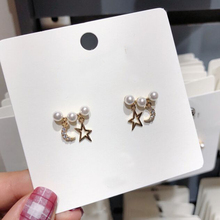 Women's Mini pearls star moon delicate stud Earrings S925 pin elegant noble fashion jewelry korean style Stud Earrings 2024 - buy cheap