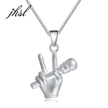 JHSL Marca Fine Jewelry Real S925 Sterling Silver Música Tema Da Novidade Do Sexo Feminino As Meninas Das Mulheres Cadeia Colares & Pendant 2024 - compre barato