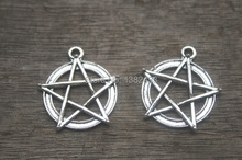 10 PCS Antique Silver Pentacle Star Circle Pendants, Pentagram Charms, Jewelry Making Findings 28x30mm 2024 - buy cheap