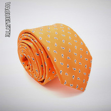 Роскошный мужской шелковый галстук ручной работы, с цветочным принтом, Пейсли, апельсиновый, облегающий, Деловой, Gravatas, жаккардовый Seda 7x145x3.5см 2024 - купить недорого