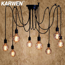 KARWEN Nordic Spider Industrial Pendant Lamp E27 Loft Edison Industrial Hanging lamps Length 120cm 150cm 200cm Pendant Lights 2024 - купить недорого