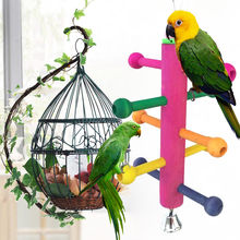 Jaula de pájaro para escalar, soporte de percha, juguete divertido, escalera giratoria de madera, 1 ud. 2024 - compra barato