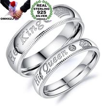 OMHXZJ Wholesale European Fashion Woman Man Party Wedding Gift King Queen Lovers AAA Zircon 925 Sterling Silver Ring RR186 2024 - buy cheap