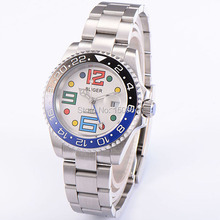 40 мм BLIGER наручные часы белый циферблат светящийся керамический ободок сапфир автоматические мужские часы 2024 - купить недорого