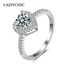 LADYCHIC Exquisite Silver Color Love Heart Shaped Ring for Women Paved Clear Heart Zircon Crystal Bridal Wedding Jewelry LR1029 2024 - buy cheap