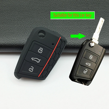Силиконовый чехол-брелок с 3 кнопками для VW Polo 2016 Golf 7 MK7, Skoda Octavia Combi A7, сумка для ключей Seat Leon Ibiza 2024 - купить недорого