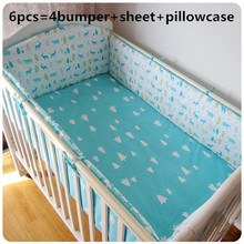 Promotion! 6pcs Baby Girl Bedding Set Crib Beddings,include(bumpers+sheet+pillow cover) 2024 - buy cheap