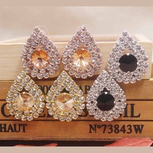 Pendientes con forma de ojo de diamantes de imitación para mujer, aretes de cristal champán/rojo/Negro, joyería de boda 2024 - compra barato