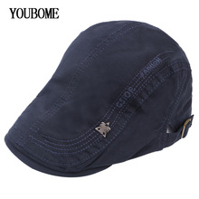Youbome boina unissex de marca, chapéu ajustável, viseiras da moda, de algodão, para homens e mulheres, boina plana 2024 - compre barato