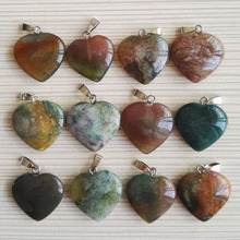 Wholesale 20mm natural india onyx stone charms love heart pendants for jewelry making Free shipping 12pcs 2024 - buy cheap