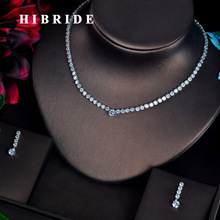 HIBRIDE-Conjunto de joyería de lujo para mujer, conjunto de pendientes, collar, conjunto de joyería nupcial, accesorios de N-615, Micro CZ 2024 - compra barato