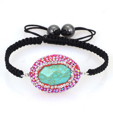 Miasol Handmade Braided Bling Pave Crystal Natural Stone Charm Adjustable Friendship Girls Bracelets For Women Jewelry Gifts 2024 - buy cheap