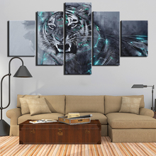 Картины на холсте принты для домашнего декора постер 5 шт. тигровые картины для гостиной модульная Настенная картина в рамке 2024 - купить недорого