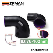 EPMAN - 3"-4" 76mm-102mm 4-Ply Silicone 90 Degree Elbow Reducer Hose BLACK For BMW e36 EP-SS90R76102 2024 - buy cheap