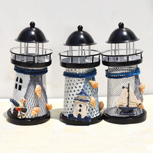 14cm Lighthouse Iron Candle Holder Nautical Beach Anchor Decoration Wedding lighthouse candlestick Holiday Decor Model 2024 - buy cheap