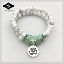 Pulseira feminina de yoga sn117, artesanal, designer howlite, pedra verde, aventurina, conjunto de joias 2017 f, frete grátis 2024 - compre barato