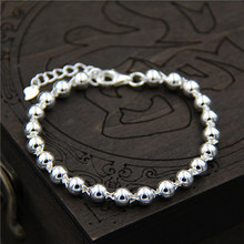 C & r real 925 prata esterlina pulseira simples contas redondas pulseira masculino e feminino casal modelos jóias finas 2024 - compre barato