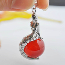 Red Carnelian Stone Bead Pendant Mermaid Jewelry For Woman Gift S898 2024 - buy cheap