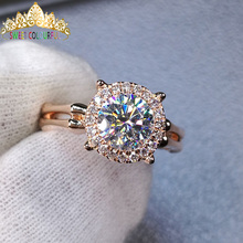 100% anillo de diamante de moissanita de oro de 18K 750Au color D VVS con certificado nacional MO-00H0123 2024 - compra barato