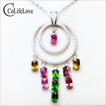 Fashion Tourmaline Necklace Pendant 10pcs Natural Gemstone Pendant for Wedding 925 Silver Tourmaline Fine Jewelry Gift for Party 2024 - buy cheap