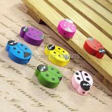 Cuentas sueltas Multicolor de madera para mariquita, espaciador bonito de 20x15mm, 100 Uds., apto para manualidades de niños, accesorios JG-040 2024 - compra barato