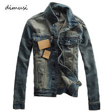 DIMUSI Autumn Winter Mens Denim Jacket Trendy Fashion Ripped Denim Jacket Mens Jeans Jacket Outwear Male Cowboy Coats 3XL,TA227 2024 - buy cheap