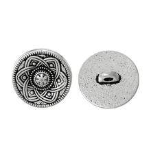 Zinc metal alloy Shank Button Metal Buttons Round silver color Single Hole Flower 15mm( 5/8")Dia,5 PCs 2024 - buy cheap