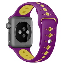 Двойной Цветной спортивный ремешок для Apple Watch, ремешок 42 мм 38 мм, серия IWatch 3 2 1, силиконовый браслет, резиновый ремешок для часов 2024 - купить недорого