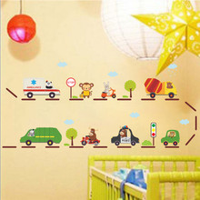 Cartoon Animals Bus Car Wall Stickers For Kids Rooms Nursery home decor Wall decals Pvc Decals Kids Room Decor 2024 - buy cheap