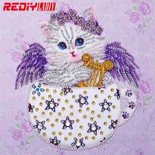 Special Shaped Diamond Painting Angel Cat Diamond Embroidery Cartoon Shining Round Diamond Mosaic Picture Of Rhinestones 25x25cm 2024 - buy cheap