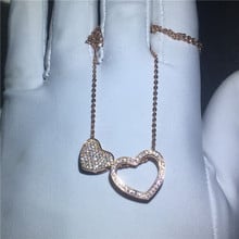 Colgante con forma de corazón doble AAAAA para mujer, Circonia cúbica de Plata de Ley 925, colgantes para boda con Collar para mujer, regalo de joyería 2024 - compra barato