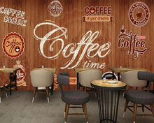 Beibehand-papel de parede personalizado, murais, contas de madeira, retrô, rótulo de café, restaurante, café, plano de fundo, decoração de parede, mural, 3d 2024 - compre barato