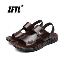 Мужские сандалии ZFTL, повседневные Нескользящие сандалии из коровьей кожи для пляжа, большие размеры, 070 2024 - купить недорого