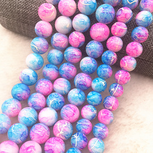 Wholesale 4/6/8/10mm Pink&blue Glass Beads Round Loose Spacer Beads Pattern For Jewelry Making DIY Bracelet Necklace #01 2024 - buy cheap