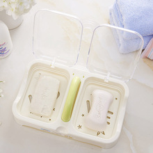 Caja de almacenamiento de jabón para el baño, organizador portátil de doble rejilla con tapa, resistente al agua 2024 - compra barato