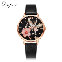 Lvpai Brand Women Bracelet Watch Fashion Rose Gold Flowers Leather Simple Women Dress Watches Luxury Business Clock Watch 2024 - buy cheap
