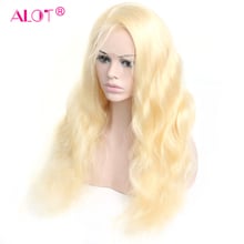 Peruca loira 613, lace frontal de cabelo humano, brasileiro, ondulado, loiro, 13x4, remy alot 2024 - compre barato