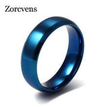 ZORCVENS New Fashion Blue Ring Stainless Steel Rings for Men and Women Finger Ring Jewelry Classic Wedding Engagement Gifts 2024 - buy cheap